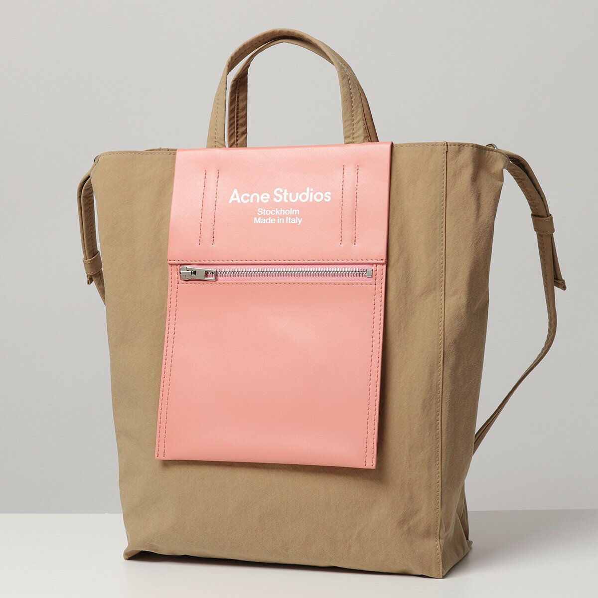 Acne Studios アクネストゥディオズ トートバッグ C10069 FN-UX-BAGS000047 Baker Out M レディース 鞄 ショルダーバッグ コットン×レザー Brown-pinkのサムネイル