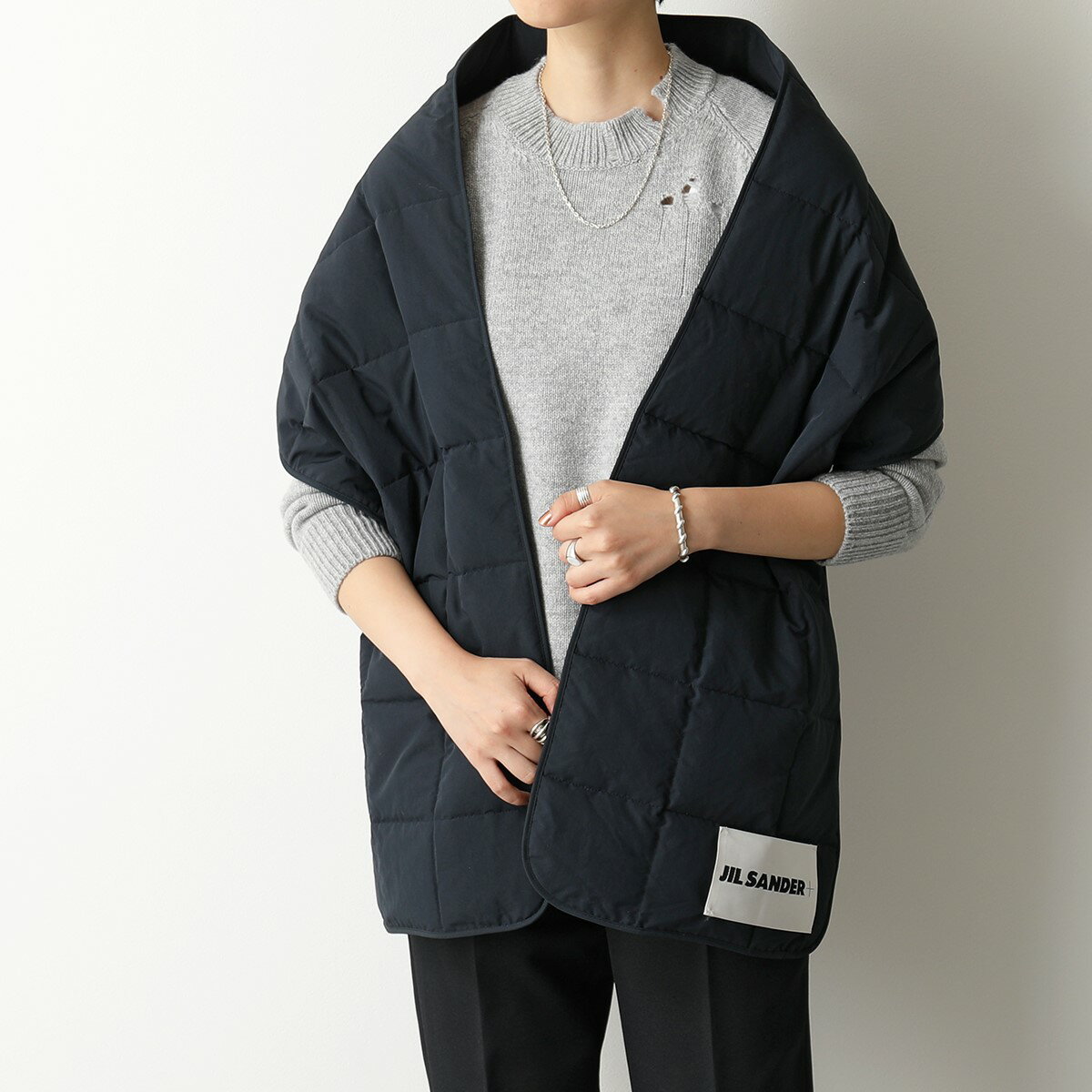 JIL SANDER+ ジルサンダー プラス キルティングダウンスカーフ JPPT590094 WT441100 レディース ロゴ マフラー 撥水 収納ポーチ付き 402【po_jyuuu】