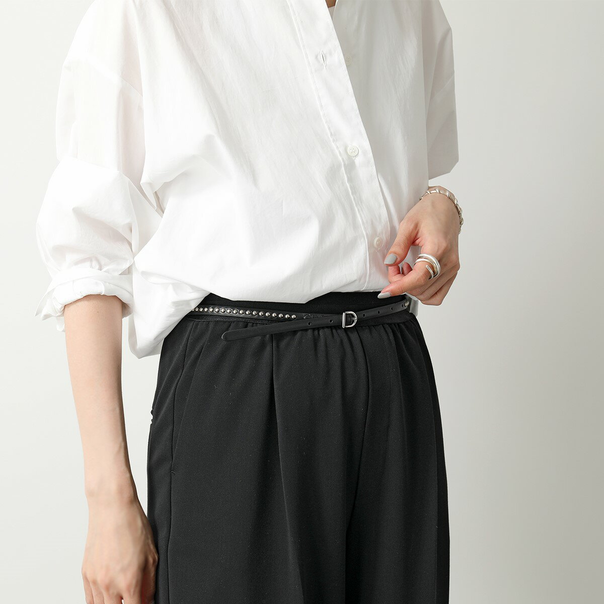 J&M DAVIDSON ジェイアンドエム デヴィッドソン B1CW 1XX SCXX 1cm WOMAN BELT WITH STUDS レザー ベルト スタッズ装飾 ナローベルト 999S/BLACK レディース【cp_fifte】