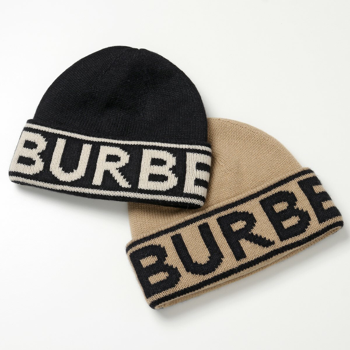 BURBERRY バーバリー ニット帽 レディース カラー2色 8023982 8023983 カシミヤ リブ ジャガード ロゴ ニットキャップ 帽子 ビーニーのサムネイル