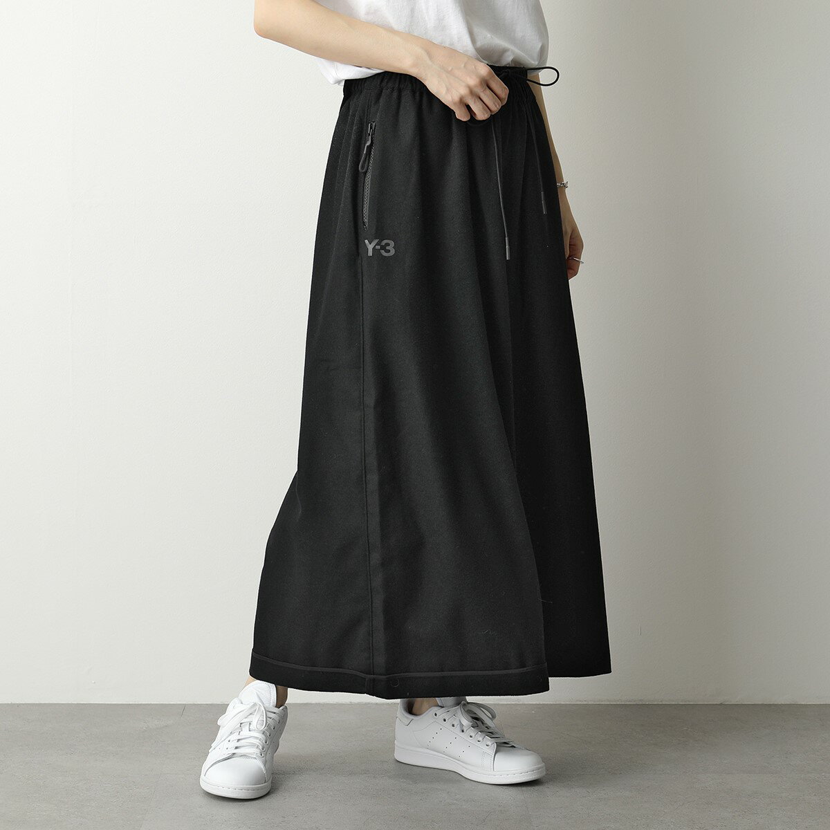 Y-3 ワイスリー ワイドパンツ レディース HB3357 W CH2 WOOL FLANNEL SKORT ウールフランネル ロングスカート パンツ BLACKのサムネイル