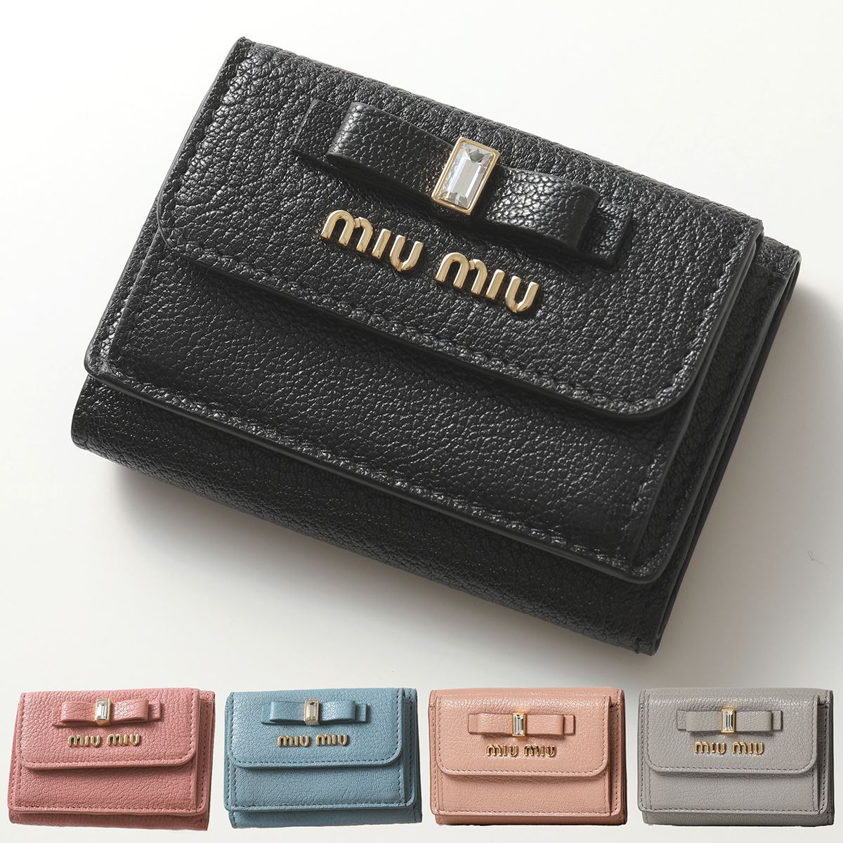 MIUMIU ミュウミュウ 三つ折り財布 カラー5色 レディース 5MH021 2D7A MADRAS FIOCCO レザー 小銭入れ付き ミニ財布 豆財布のサムネイル