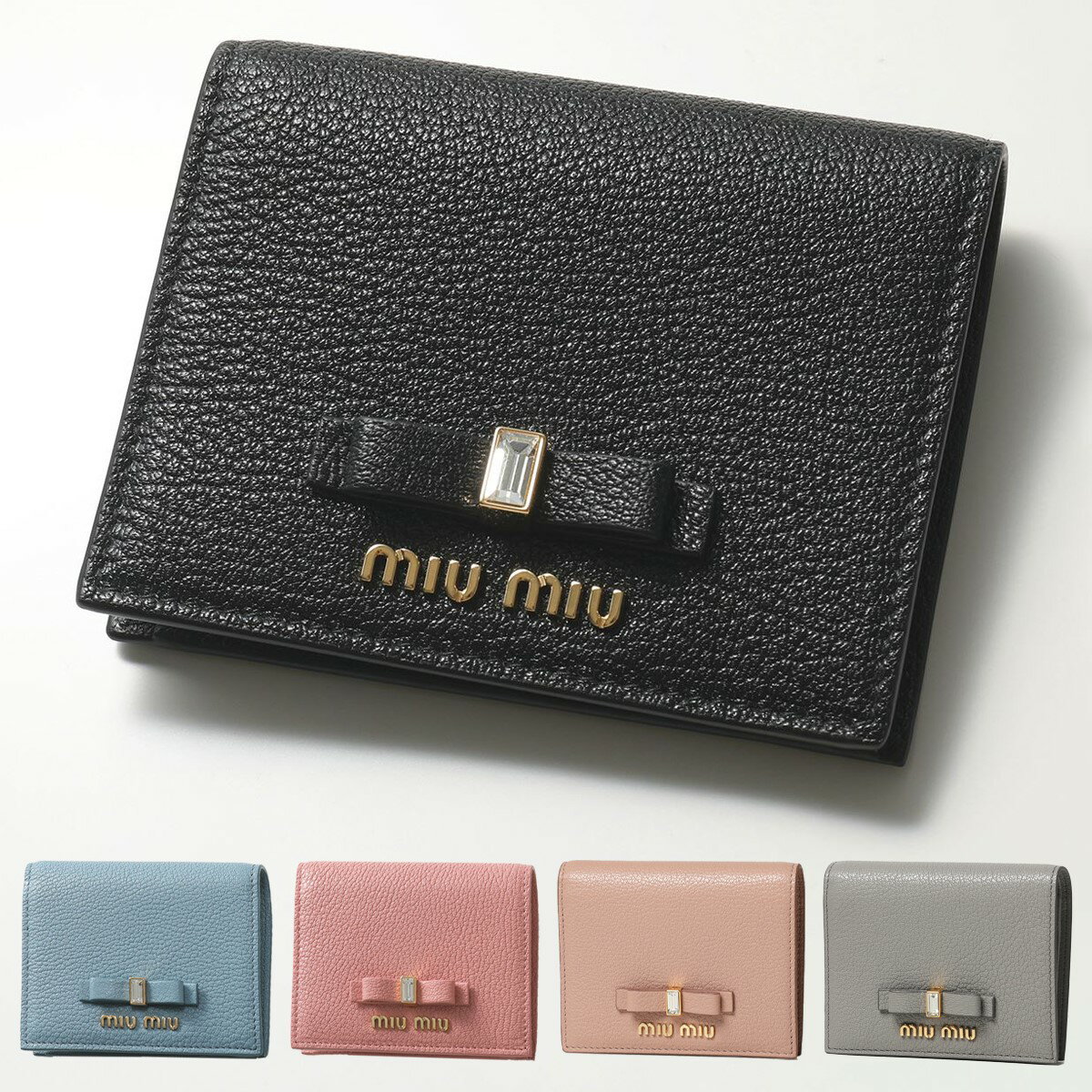 MIUMIU ミュウミュウ 二つ折り財布 MADRAS FIOCCO 5MV204 2D7A レディース レザー 小銭入れ付き ミニ財布 豆財布 カラー5色のサムネイル