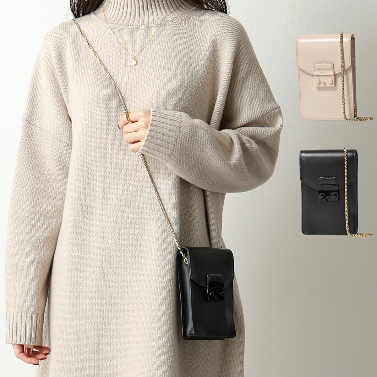 Furla フルラ ポシェット METROPOLIS メトロポリス EBR6EP0 VNC000 レディース レザー フォンケース ショルダーバッグ クロスボディ チェーン 鞄 カラー2色のサムネイル