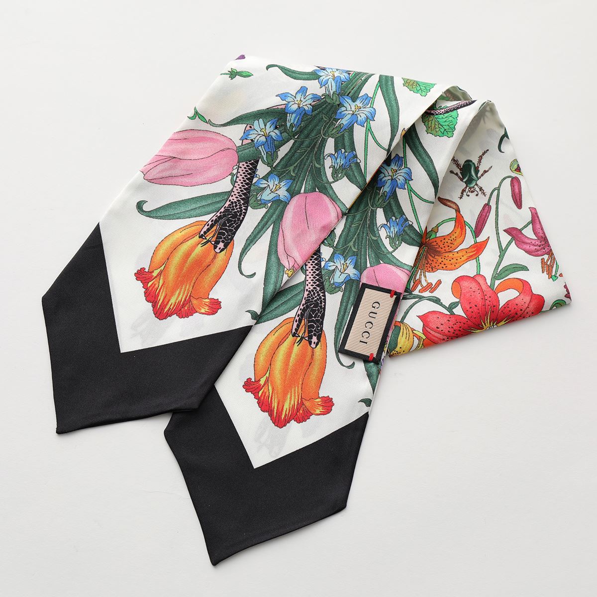 GUCCI グッチ スカーフ FLORA SNAKE フローラ スネーク プリント ネックボウ 452743 3G001 レディース シルク ボウタイ 花柄 フラワー 9260のサムネイル