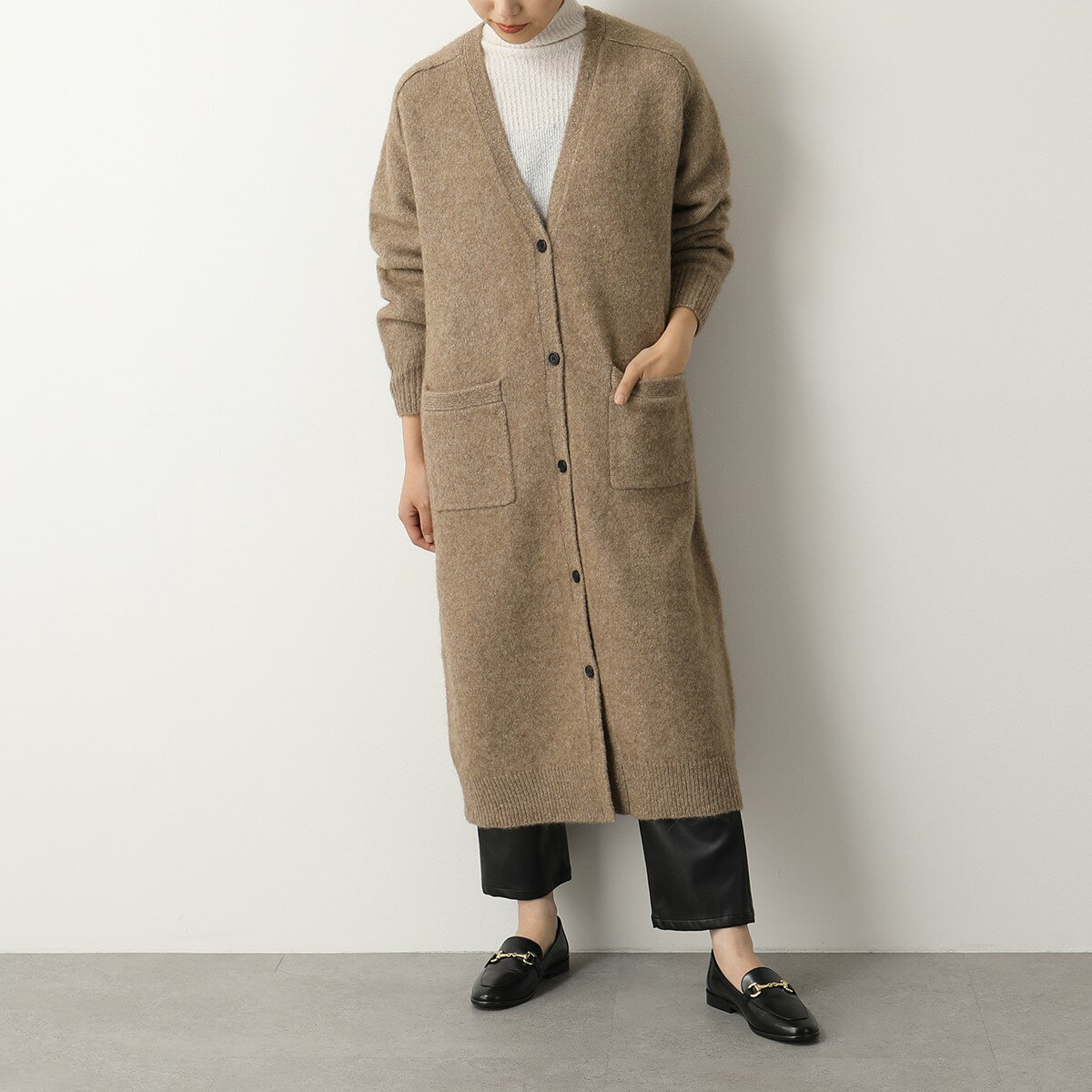 DEMYLEE デミリー カーディガン AMANDA WSF21149 レディース Vネック ロング丈 長袖 ニット ヤク アルパカ ウール SOFT-BROWNのサムネイル
