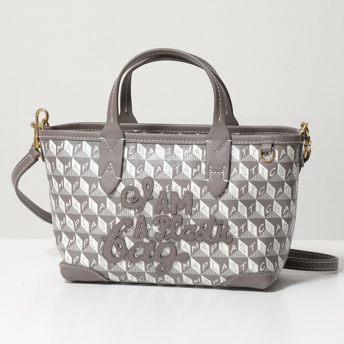 ANYA HINDMARCH アニヤハインドマーチ ショルダーバッグ I AM A Plastic Bag Mini Motif Tote 158909 レディース ポシェット レザーパッチ 鞄 PORCINIのサムネイル