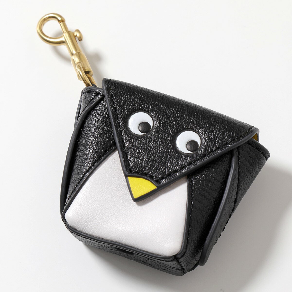 ANYA HINDMARCH アニヤハインドマーチ イヤホンケース Penguin Ear Phones Pouch 157643 レディース レザー フック付き ミニポーチ Blackのサムネイル