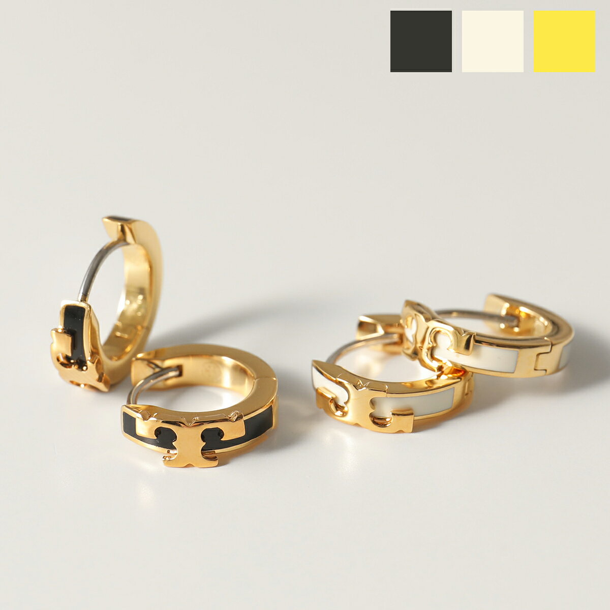 TORY BURCH トリーバーチ フープ ピアス SERIF-T ENAMEL HUGGIE HOOP 64930 レディース エナメル ハギー カラー3色のサムネイル
