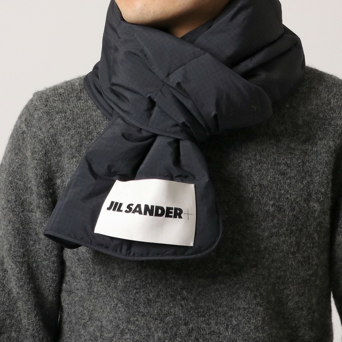 JIL SANDER+ ジルサンダー プラス キルティングダウンスカーフ JPUT590094 MT441300 メンズ ロゴ マフラー 撥水 収納ポーチ付き 402【po_jyuuu】