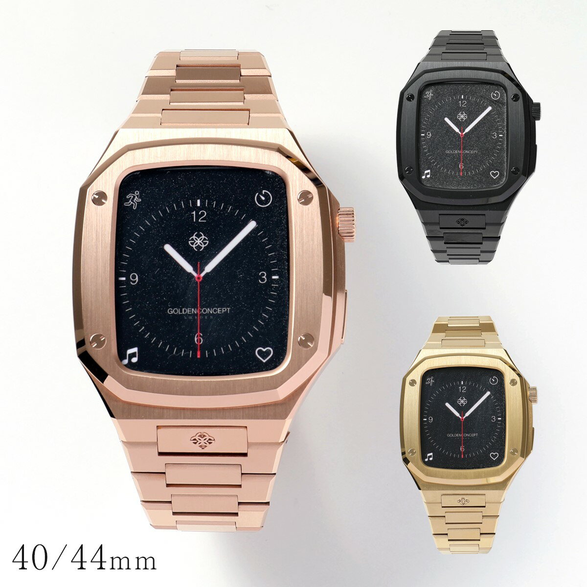 GOLDEN CONCEPT ゴールデンコンセプト Apple Watch Case アップルウォッチケース EV40 EV44 メンズ 時計 ステンレススチール スチールストラップ カラー3色のサムネイル