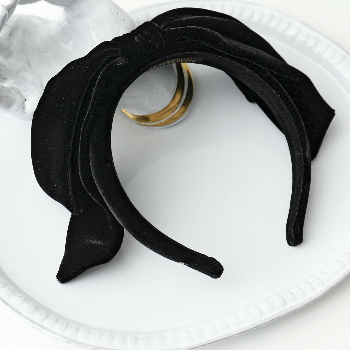 ALEXANDRE DE PARIS アレクサンドル ドゥ パリ カチューシャ THB-16146-20 レディース ヘアバンド ヘッドバンド ヘアーアクセサリー 髪飾り リボン ベロア N-NOIRのサムネイル