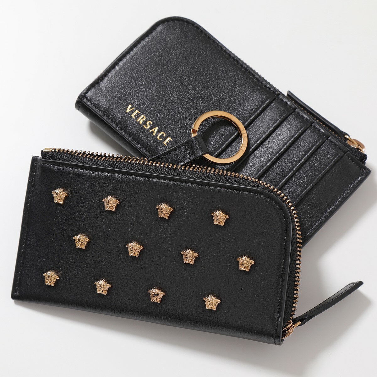 VERSACE ヴェルサーチ コインケース カードケース DP38435 DVTMED メンズ レザー メドゥーサ フラグメントケース ミニ財布 キーリング付き 1B00V/Blackのサムネイル