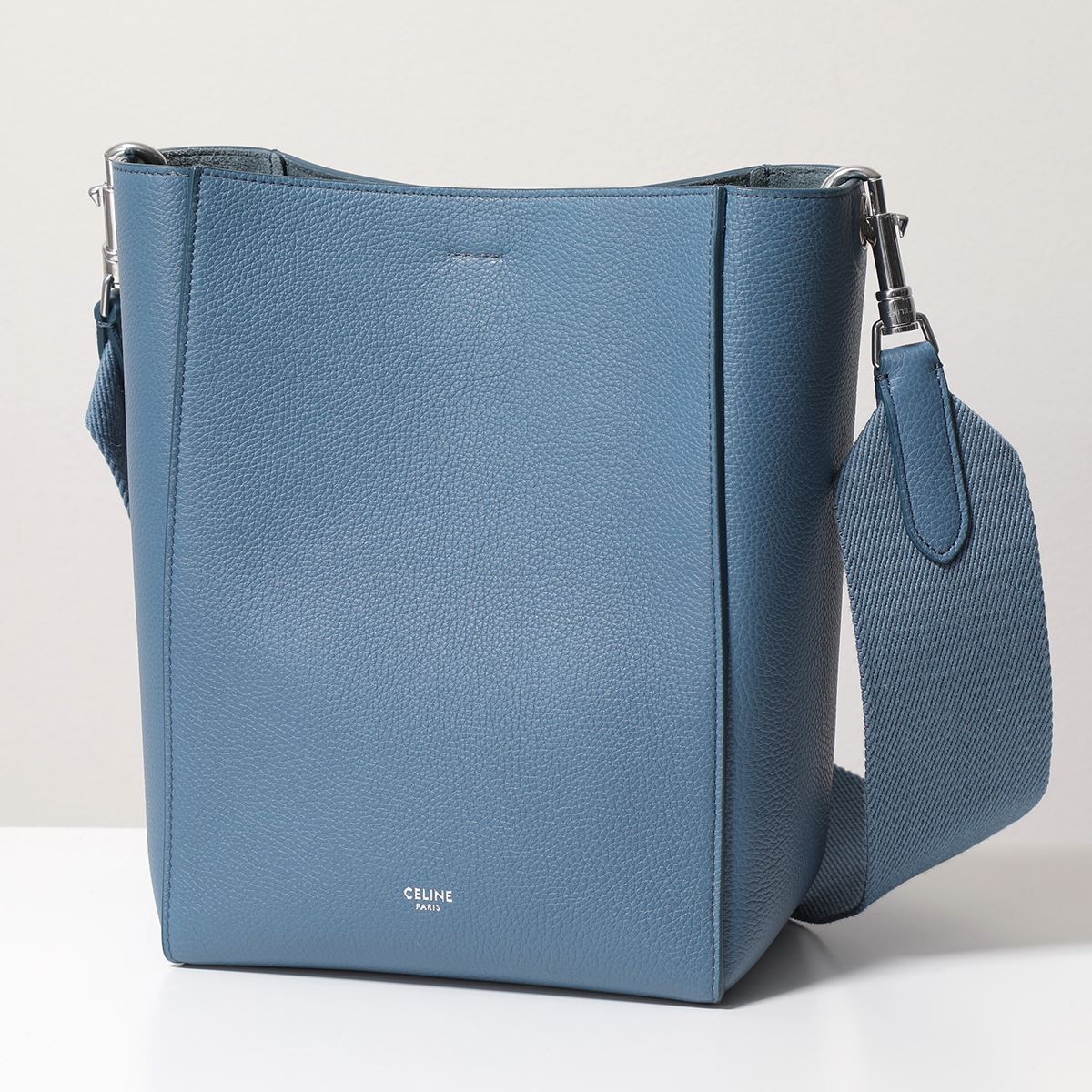 CELINE セリーヌ ホーボーバッグ SMALL SEAU SANGLE 189303AH4.07SU レディース サングル バケット スモール レザー トートバッグ 鞄 Slate-blueのサムネイル