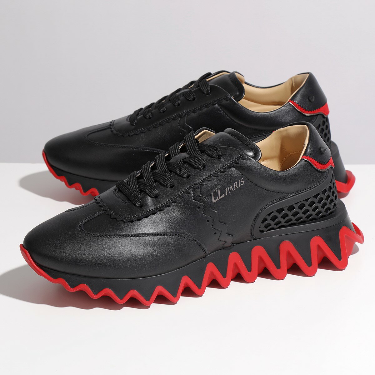 Christian Louboutin クリスチャンルブタン スニーカー Loubishark 3210983 メンズ レザー ローカット シャーク ラバーソール 靴 H358/BLACK-LOUBI