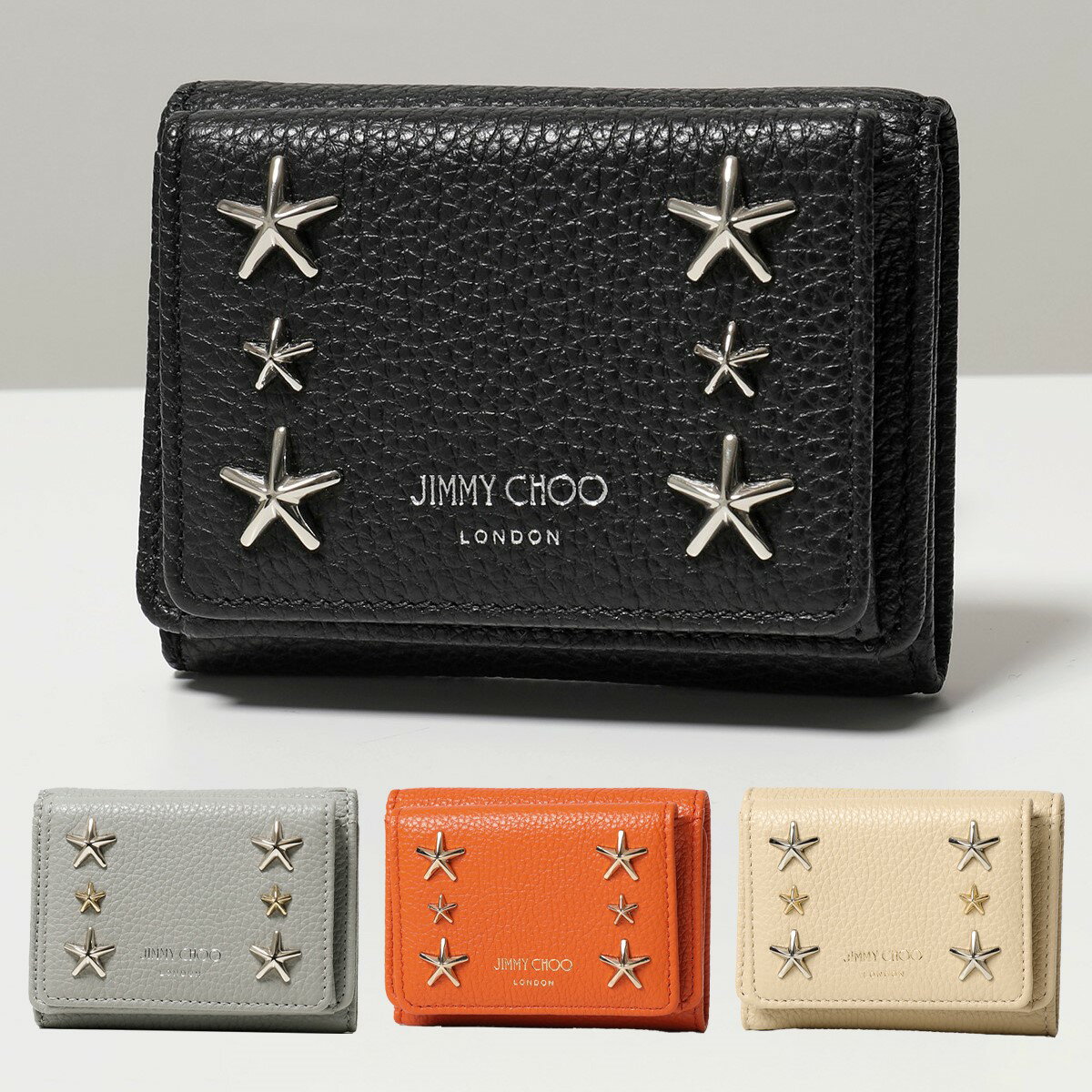 Jimmy Choo ジミーチュウ 三つ折り財布 NEMO UUF レディース レザー スタースタッズ ミニ財布 カラー4色のサムネイル