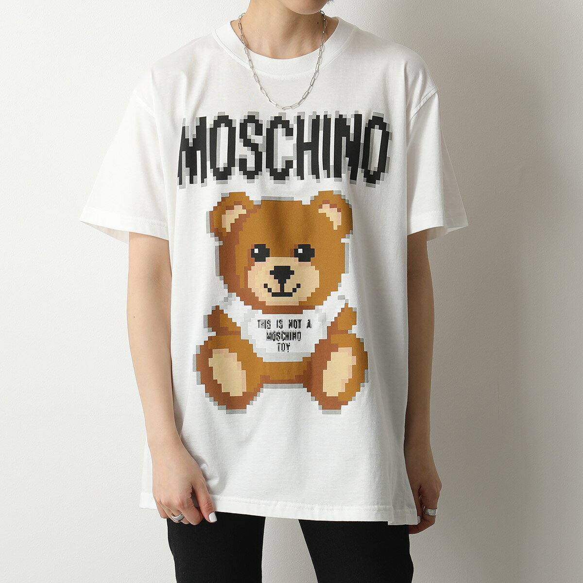 MOSCHINO COUTURE! モスキーノ クチュール 半袖 Tシャツ A0776 9140 レディース カットソー ロゴT クルーネック コットン オーバーサイズ テディベア 1002【po_jyuuu】