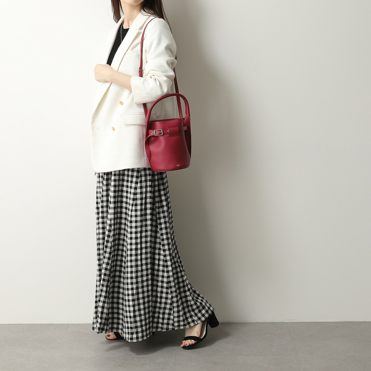 CELINE セリーヌ ハンドバッグ Big Bag Nano Bucket ナノ バスケット 187243A4T.25RY レディース レザー ショルダーバッグ 鞄 Raspberry