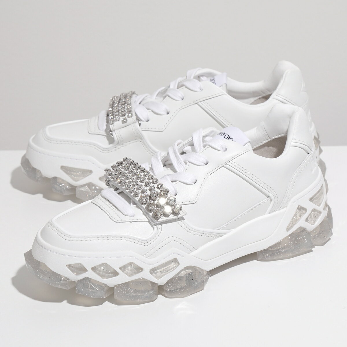 Jimmy Choo ジミーチュウ スニーカー DIAMOND X STRAP/F レディース レザー ローカット クリスタル装飾 エンボスロゴ シューズ 靴 WHITE/CRYSTALのサムネイル