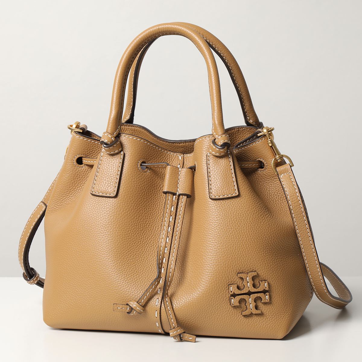 TORY BURCH トリーバーチ ハンドバッグ MCGRAW SMALL DRAWSTRING SATCHEL マックグロー 85119 レディース レザー ショルダーバッグ 鞄 227/TIRAMISUのサムネイル