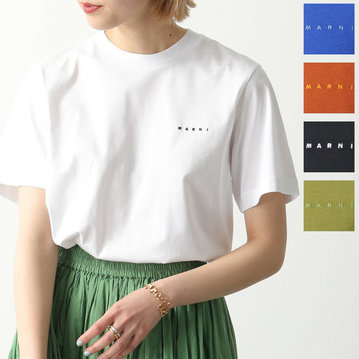 MARNI マルニ Tシャツ HUMU0170X1 UTCZ57 レディース コットン ちびロゴT 刺繍 クルーネック 半袖 カラー5色のサムネイル