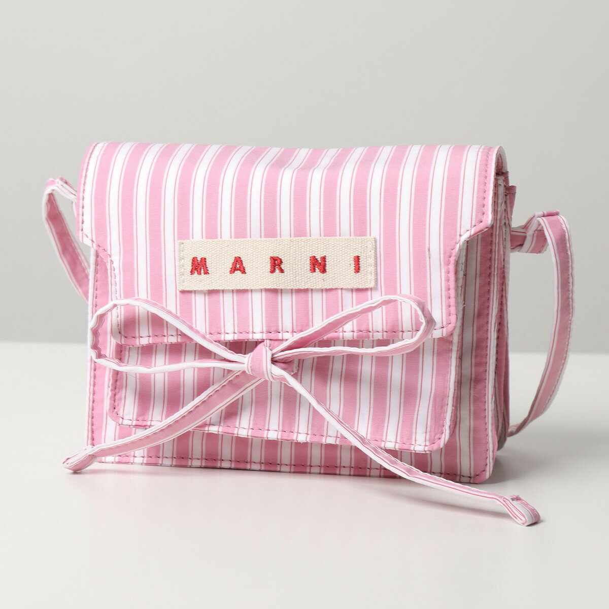 MARNI マルニ ショルダーバッグ TRUNK POPLIN トランク SBMP0095U0 UTC096 レディース コットン ストライプ ロゴ ポシェット 鞄 Z2P73のサムネイル