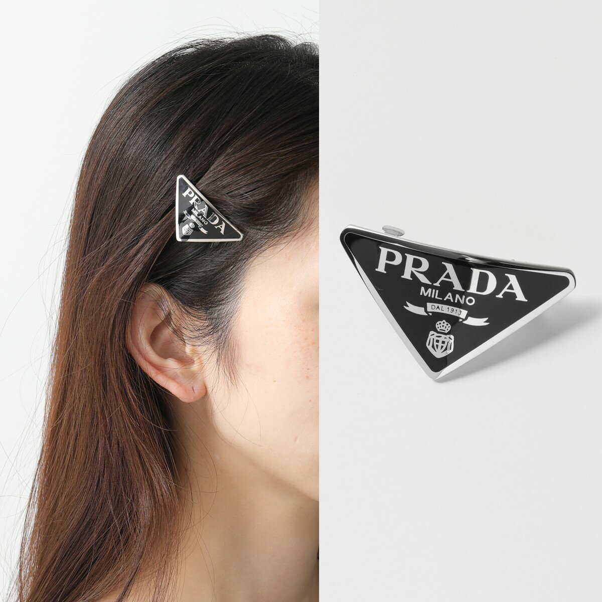 PRADA プラダ バレッタ 1IF050 2BA6 レディース トライアングルロゴ 髪留め ヘアクリップ ヘアピン ヘアアクセサリー F0002/NEROのサムネイル