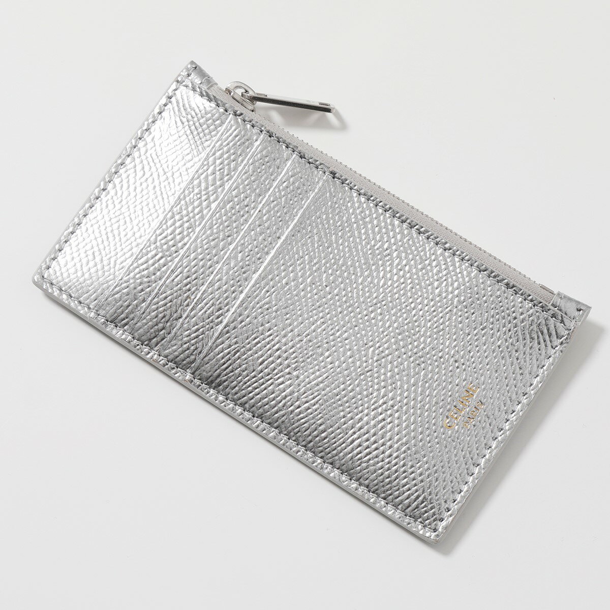 CELINE セリーヌ フラグメントケース 10B683BFQ.36AG レディース メタリックレザー コインケース カードケース 小銭入れ パスケース ミニ財布 Silverのサムネイル
