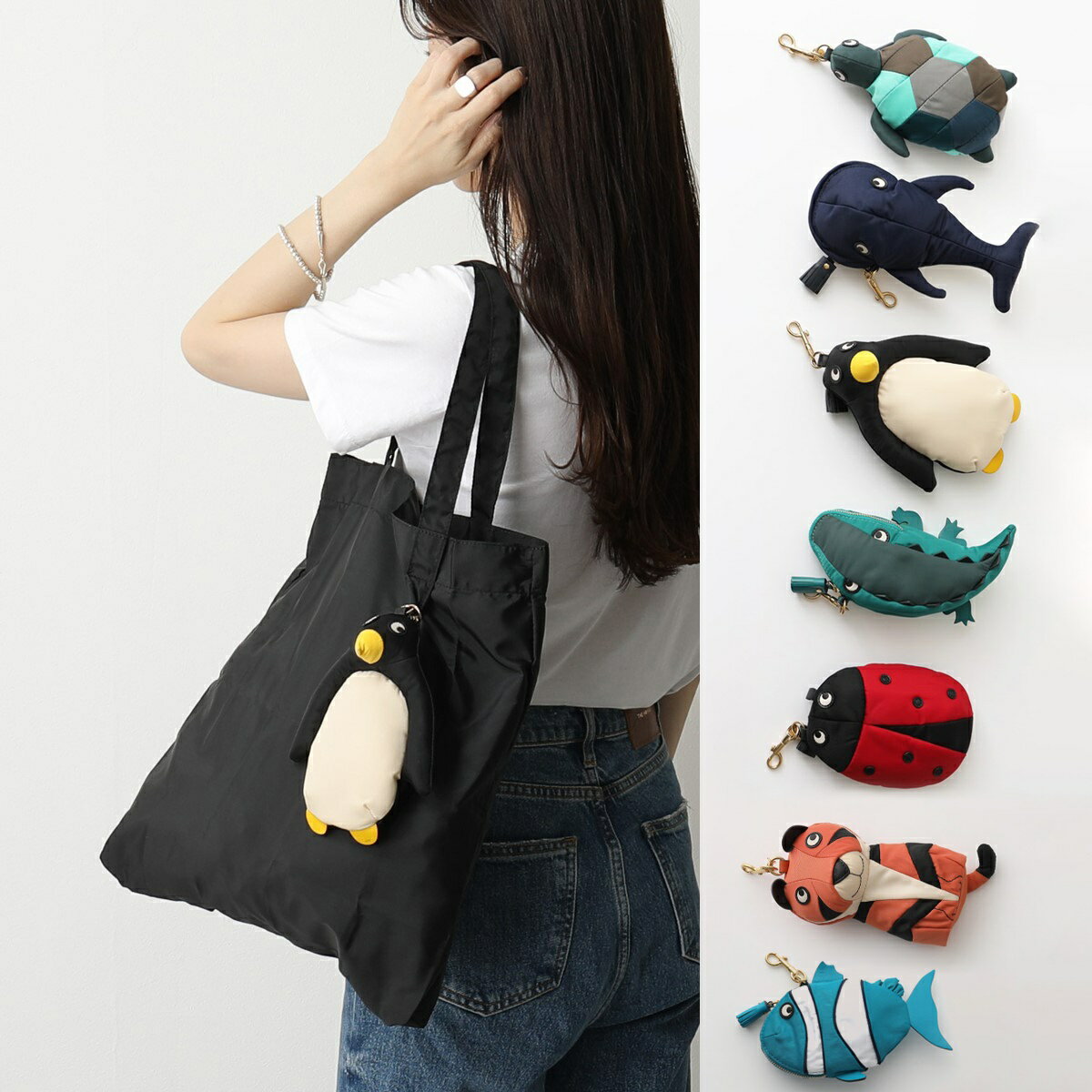 【5/25限定！2人に1人が当選！エントリーで最大100％ポイントバック】ANYA HINDMARCH アニヤハインドマーチ トートバッグ Charm Shopper レディース パッカブル仕様 エコバッグ アニマル 鞄 カラー7色【cp_fifte】のサムネイル