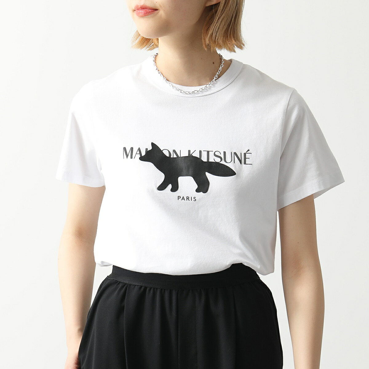 MAISON KITSUNE メゾンキツネ 半袖 Tシャツ FOX STAMP CLASSIC TEE-SHIRT IW00154KJ0008 レディース カットソー ロゴT クルーネック Whiteのサムネイル