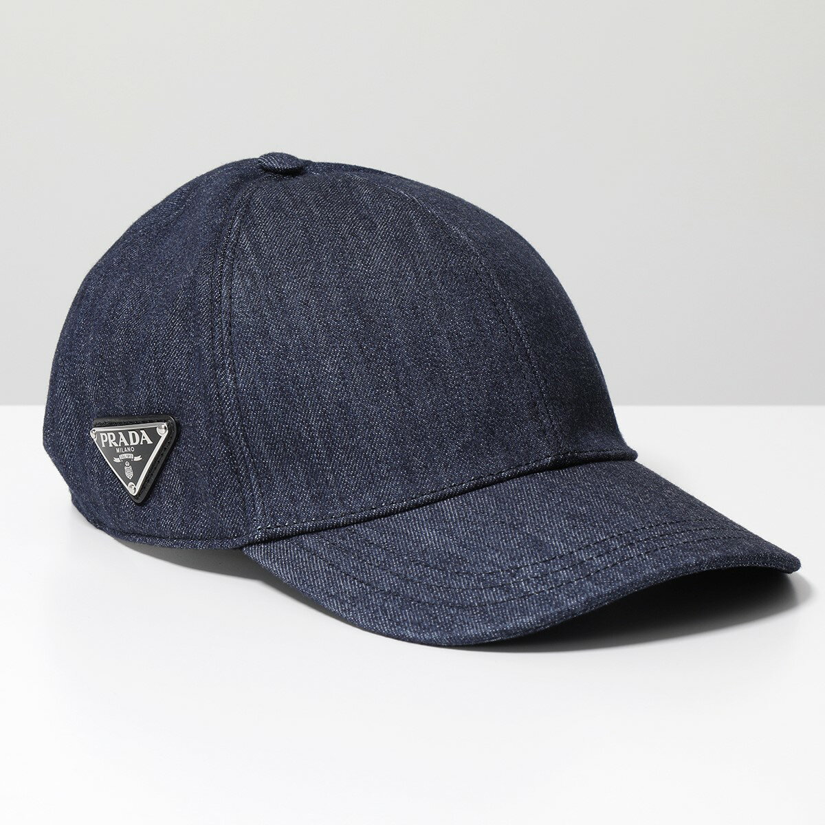 PRADA プラダ ベースボールキャップ 2HC274 AJ6 メンズ デニム トライアングルロゴ 帽子 F0008/BLEUのサムネイル