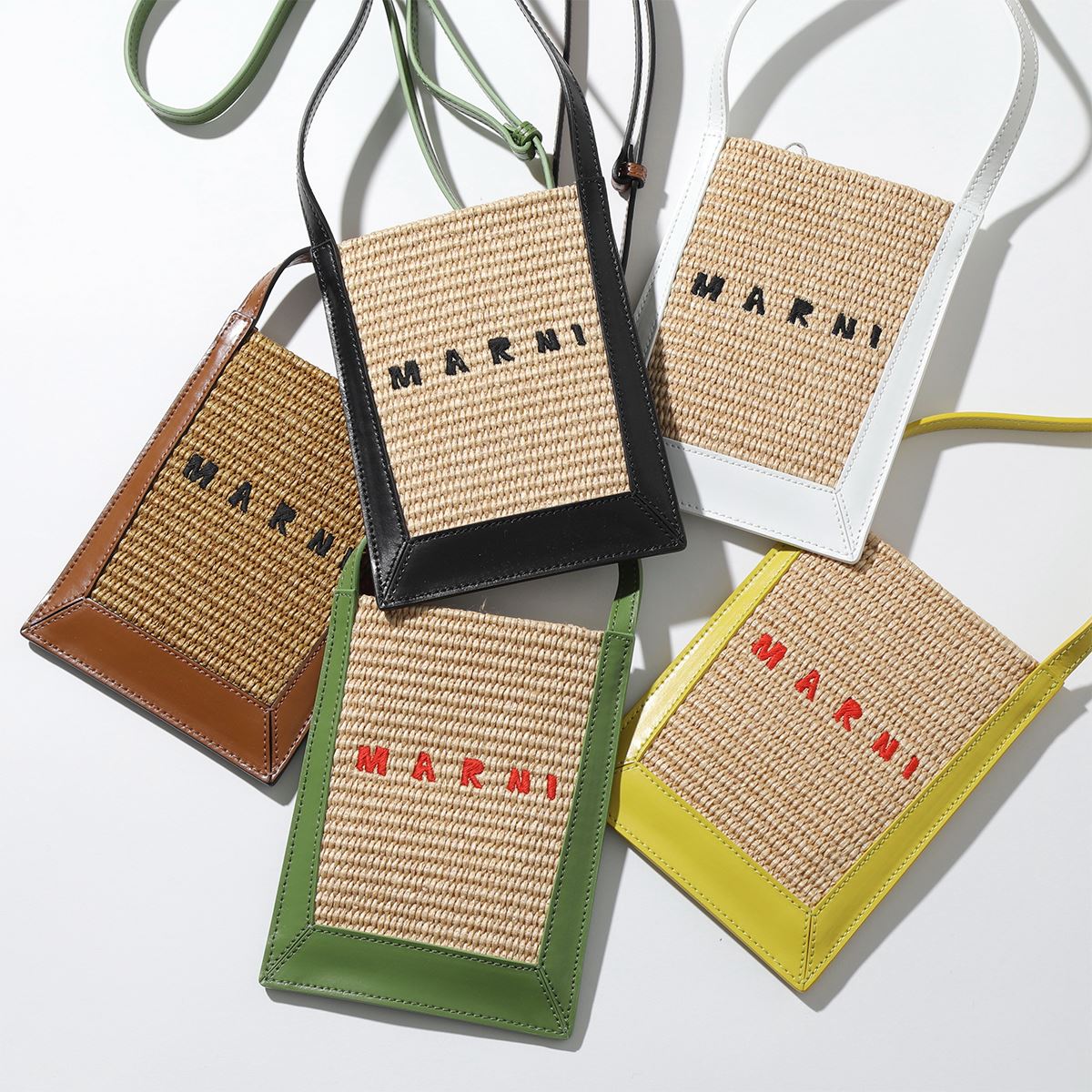 MARNI マルニ フォンケース TROPICALIA トロピカリア TEMO0019Q0 P3860 レディース レザー×ラフィア ショルダーバッグ マイクロバッグ ポシェット ロゴ カラー5色のサムネイル