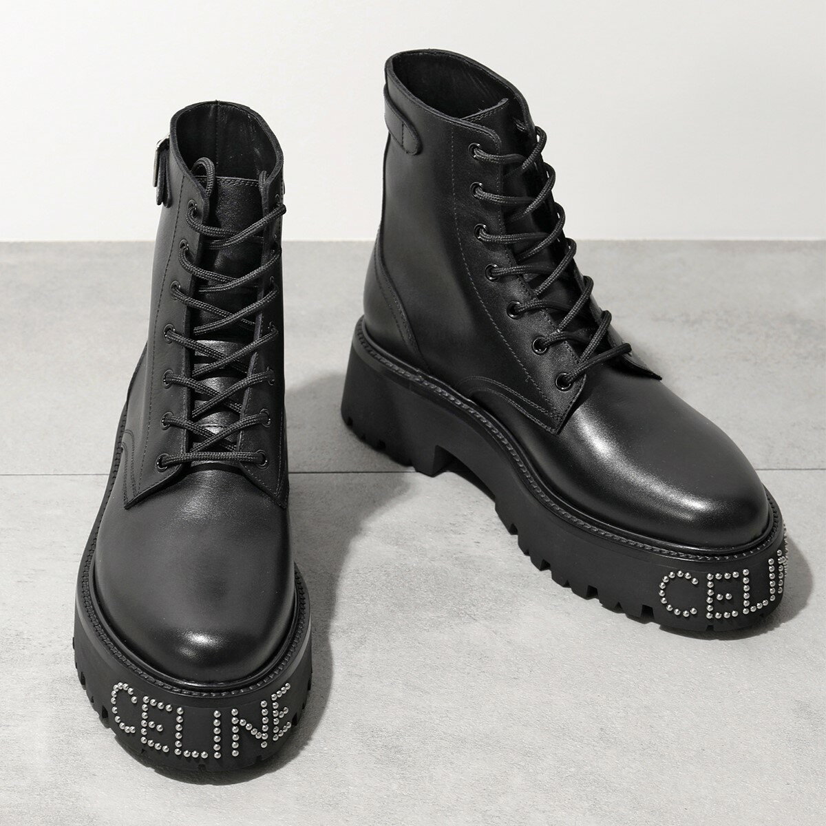 CELINE セリーヌ レースアップブーツ BULKY バルキー 345983579C.38NO メンズ レザー スタッズ付き ロゴ シューズ 靴 BLACKのサムネイル