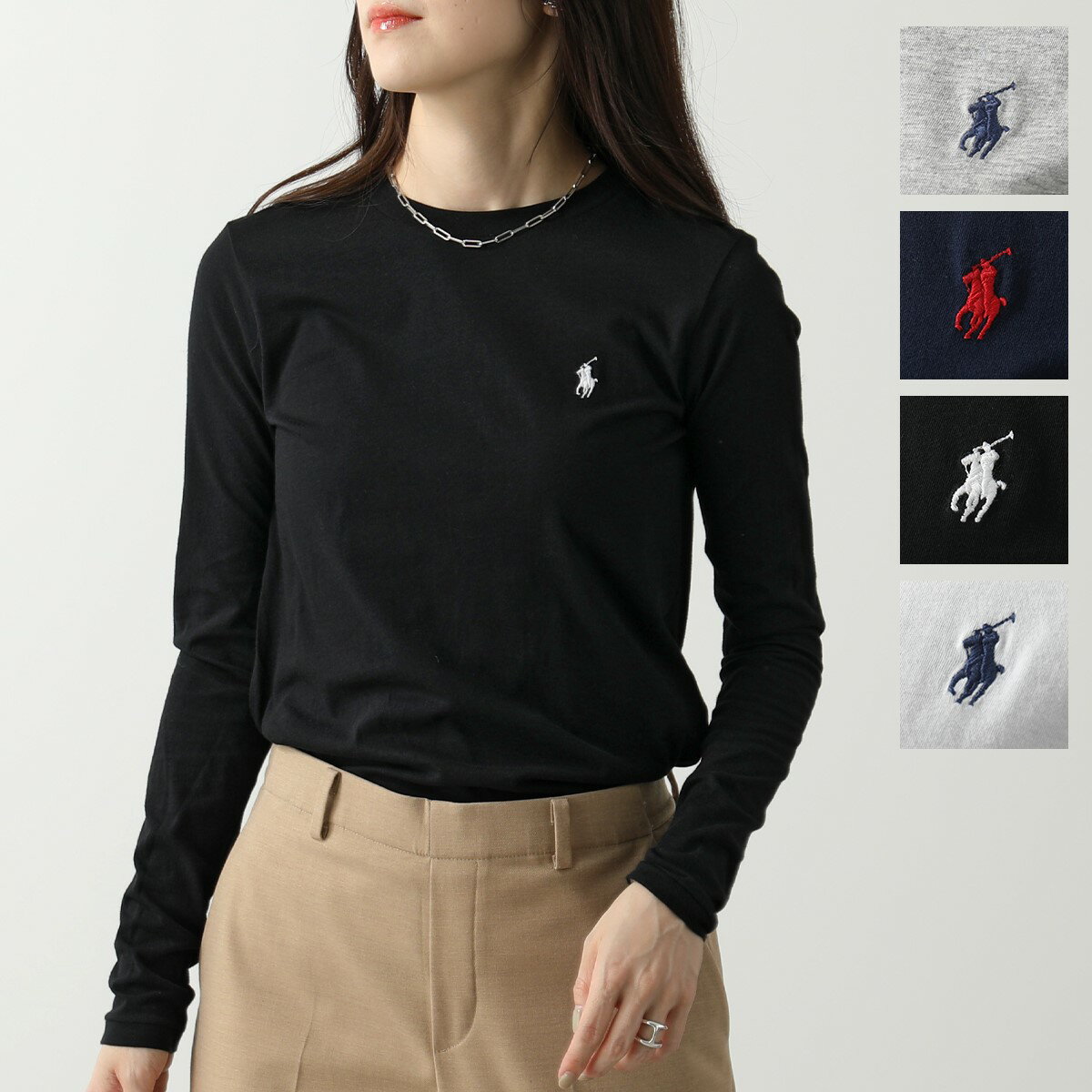 POLO Ralph Lauren ポロ ラルフローレン 長袖 Tシャツ 211847074 レディース カットソー ロンT ポニー 刺繍 クルーネック コットン カラー4色のサムネイル