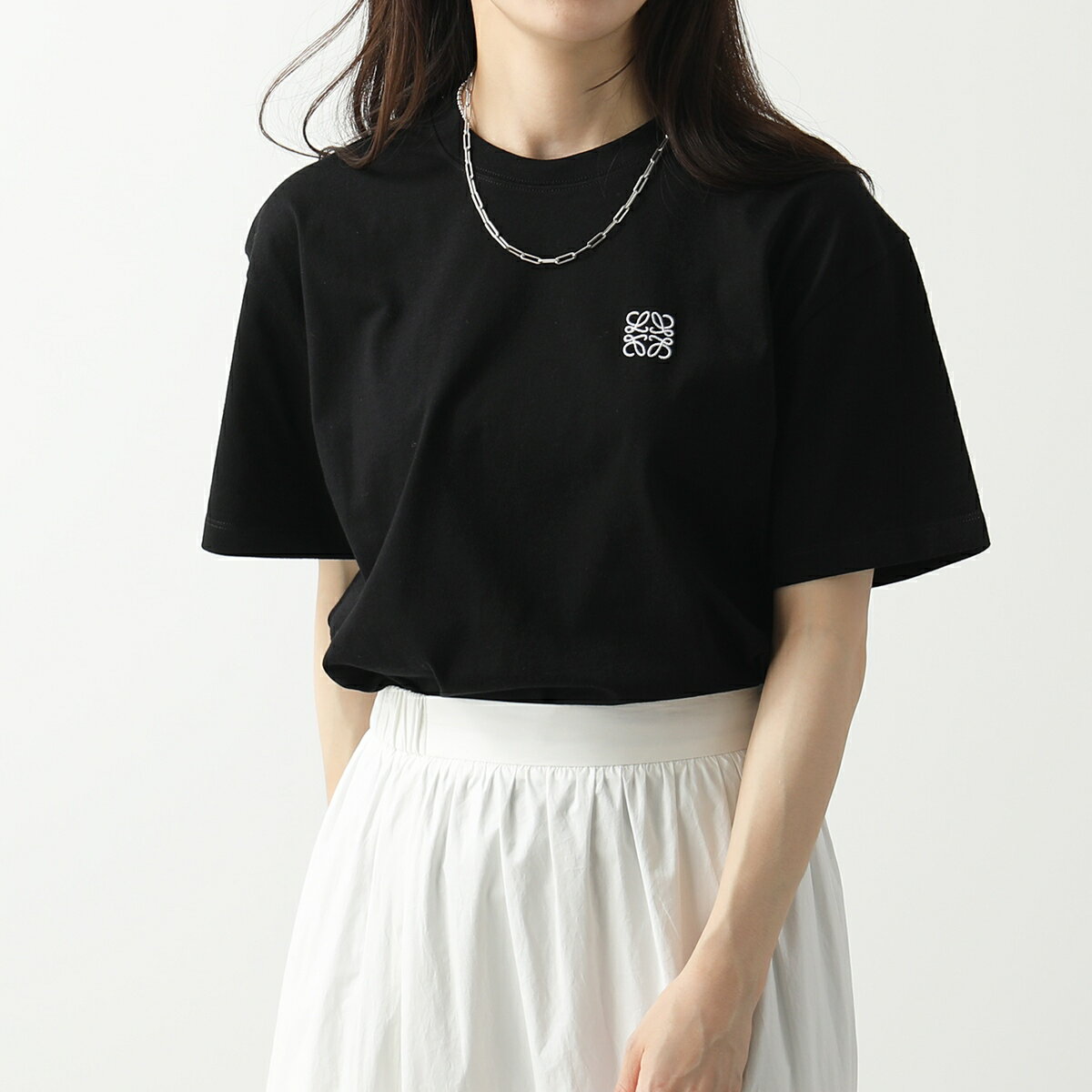 LOEWE ロエベ Tシャツ S359Y22X12 レディース 半袖 クルーネック アナグラム 刺繍 コットン カットソー リラックスフィット 1100のサムネイル