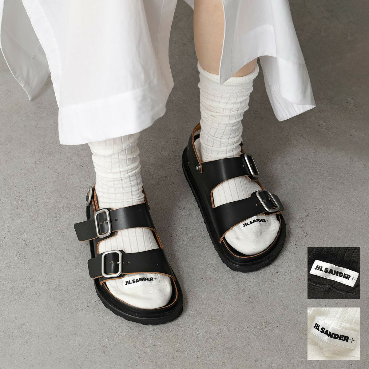 JIL SANDER+ ジルサンダー プラス ソックス JPPU766020 WUY25158 レディース ロゴパッチ リブ 靴下 カラー2色のサムネイル