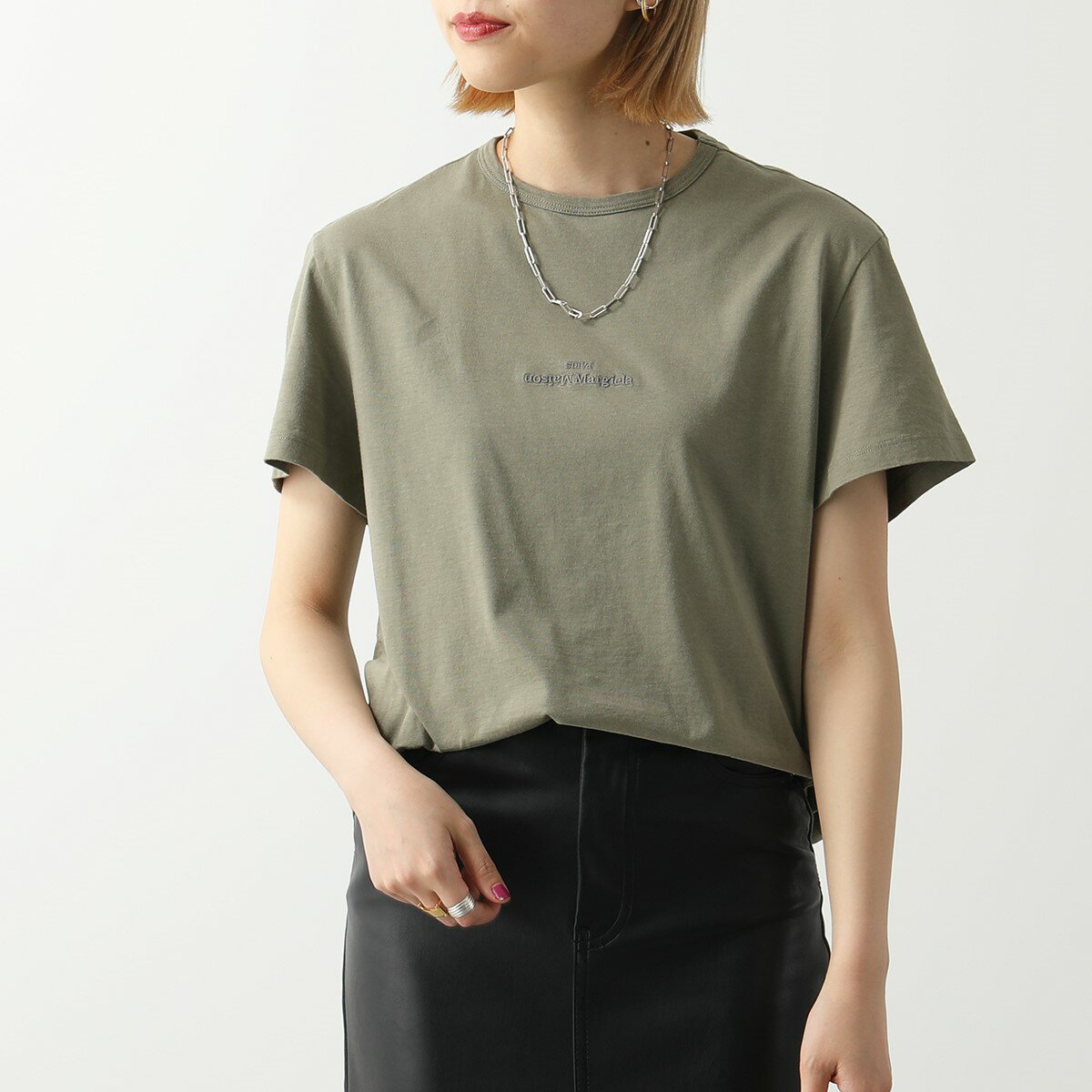 MAISON MARGIELA マルジェラ 10 Tシャツ S50GC0669 S23525 レディース 半袖 コットン ジャージー ロゴ刺繍 カットソー クルーネック 809のサムネイル
