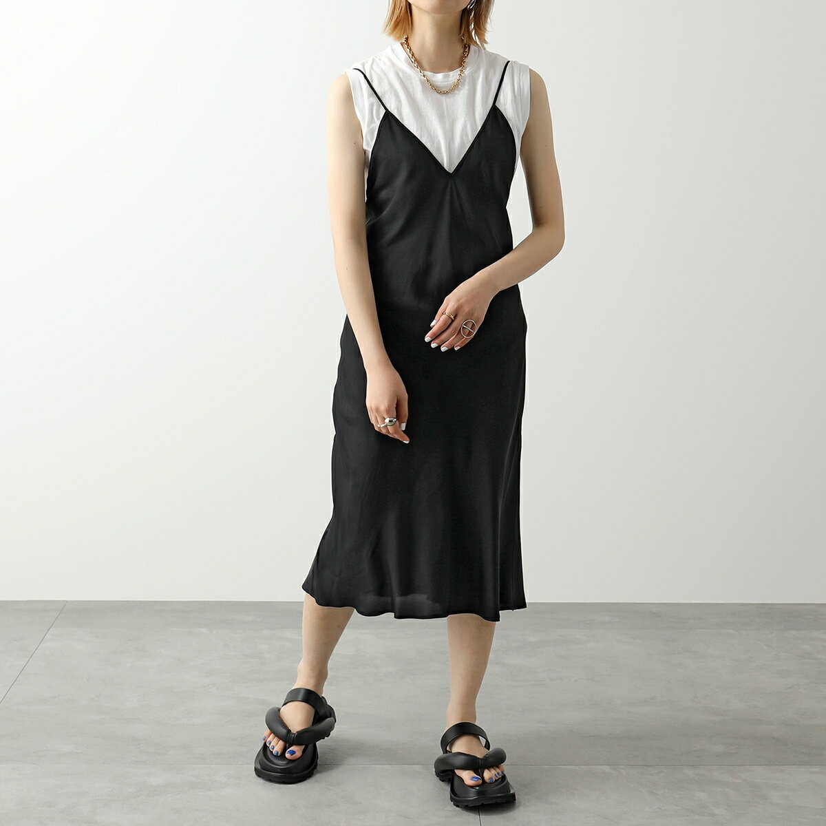 JIL SANDER ジルサンダー ワンピース JSWU507506 WU392002 レディース スリップドレス キャミソールワンピース Vネック 001のサムネイル