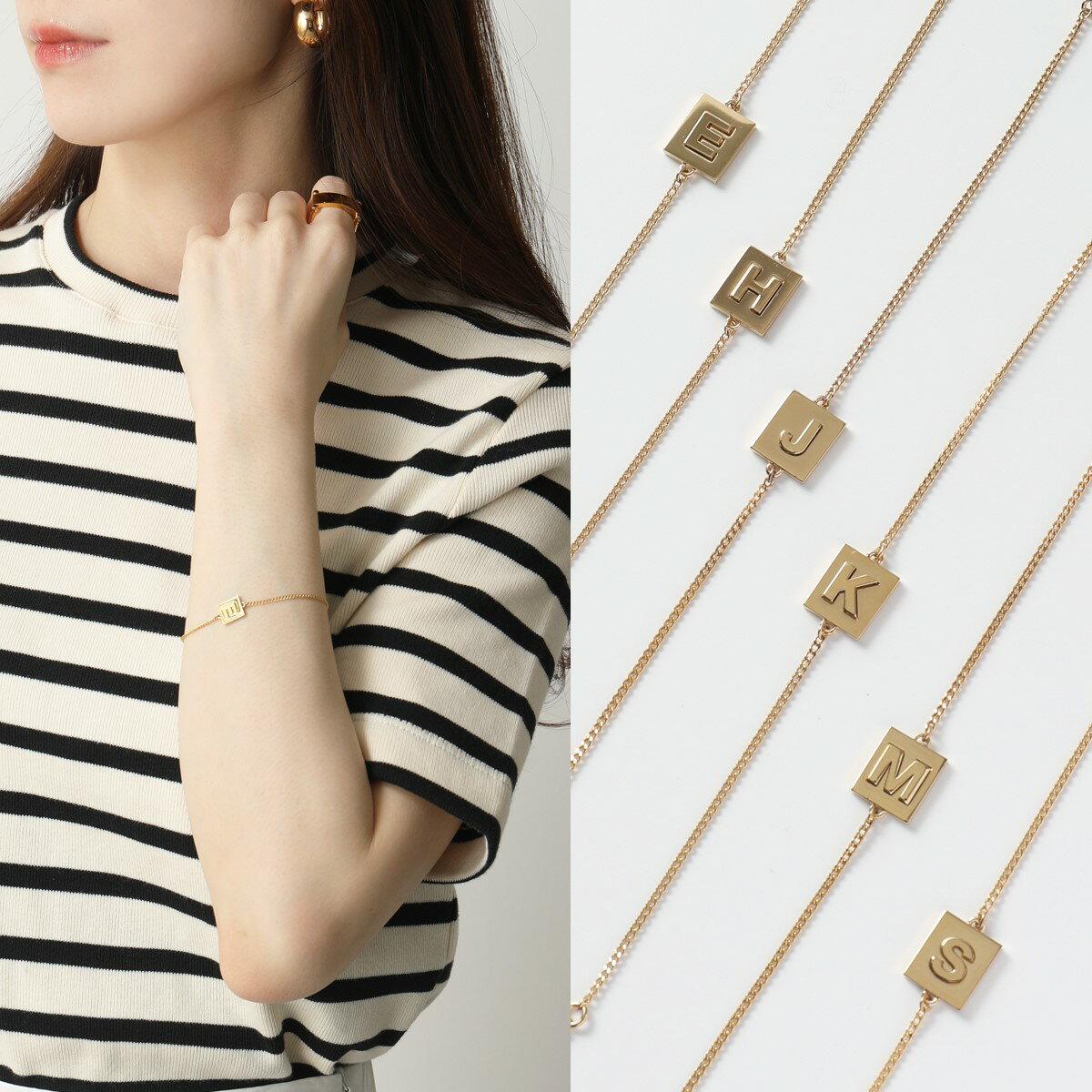 CELINE セリーヌ ブレスレット 46B0 6BRA.35OR レディース アルファベット アクセサリー チェーン Goldのサムネイル