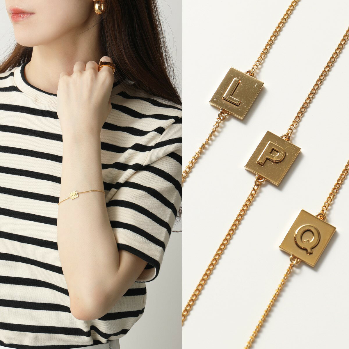 CELINE セリーヌ ブレスレット 46B0 6BRA.35OR レディース アルファベット アクセサリー チェーン Goldのサムネイル