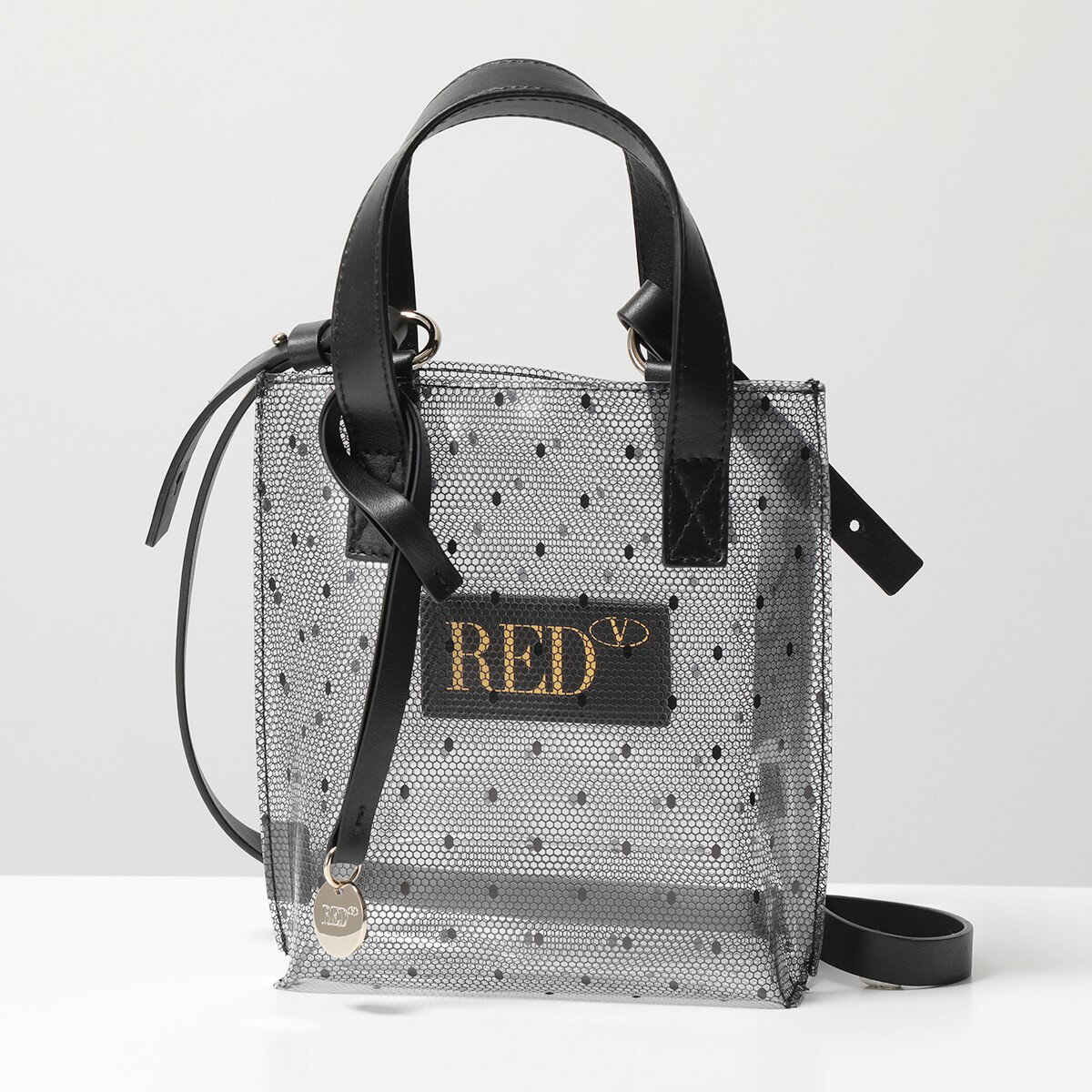 RED VALENTINO レッドヴァレンティノ ショルダーバッグ XQ2B0C62 TSD レディース PVC×レザー ポワンデスプリ ドット ハンドバッグ トートバッグ 鞄 0NO/TRASPAREのサムネイル