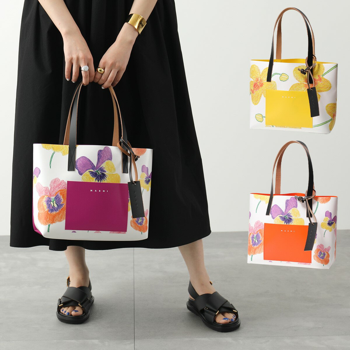 MARNI マルニ トートバッグ SHMP0066A0 P4563 P4564 レディース ショッピングバッグ PVC フラワー プリント 鞄 カラー3色のサムネイル