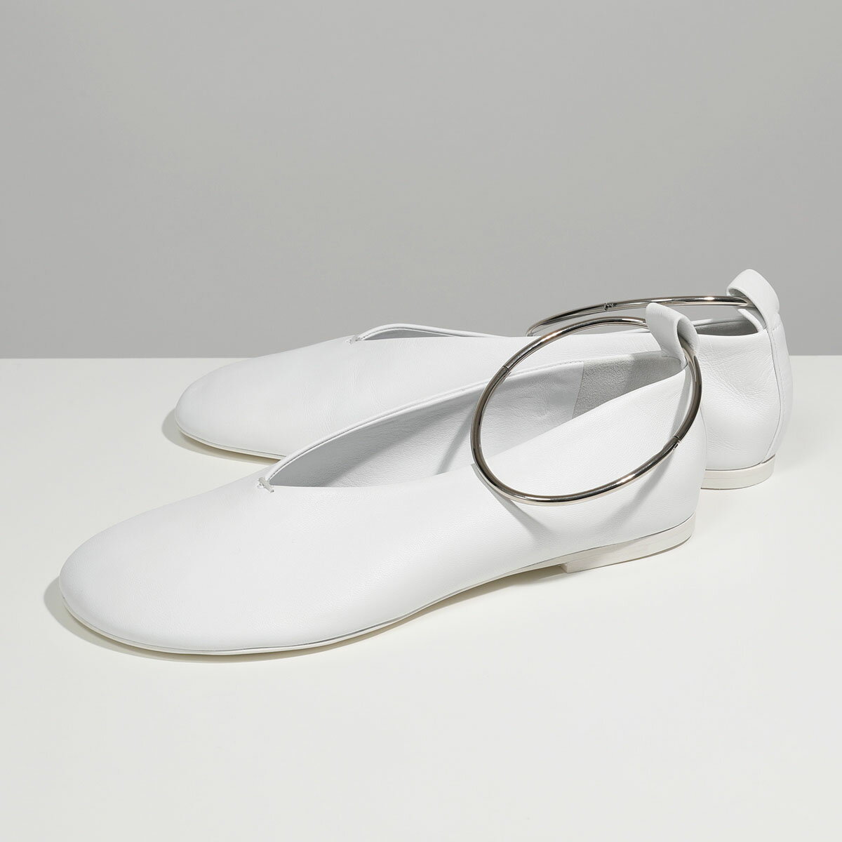 JIL SANDER ジルサンダー JS33120A 11000 Ballerina Loafer バレリーナ ローファー アンクルリング バレエシューズ レザー 靴 101/BIANCO レディースのサムネイル