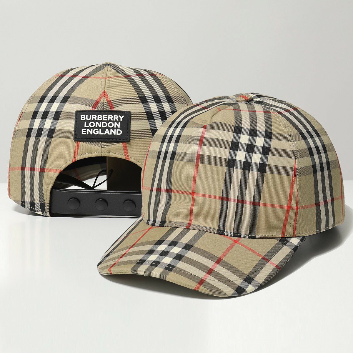 BURBERRY バーバリー 8026929 バーバリーチェック ベースボールキャップ 帽子 ラバーロゴ A7026/ARCHIVE-BEIGE レディースのサムネイル