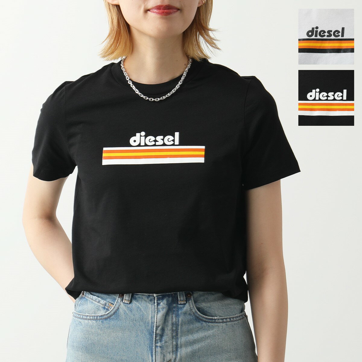 DIESEL ディーゼル 半袖 Tシャツ T-REG-C26 A05426 0HERA レディース カットソー クルーネック コットン ロゴT カラー2色のサムネイル