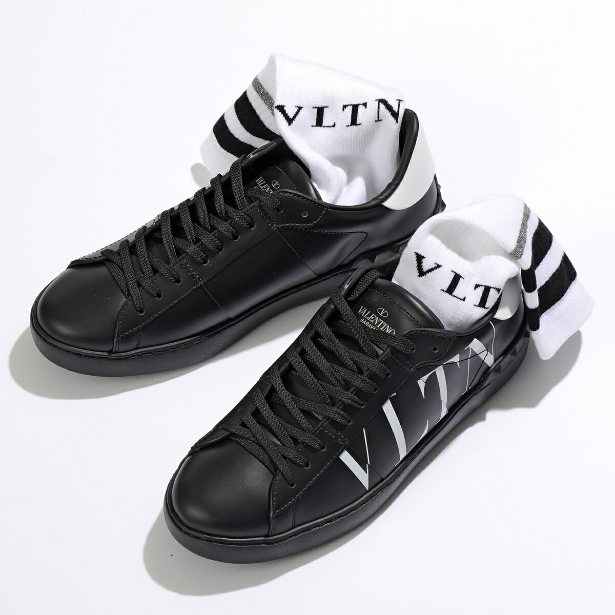 VALENTINO ヴァレンティノ ハイソックス XV3KI01C85W メンズ ロゴ コットン ラメ グリッター リブ 靴下 カラー2色