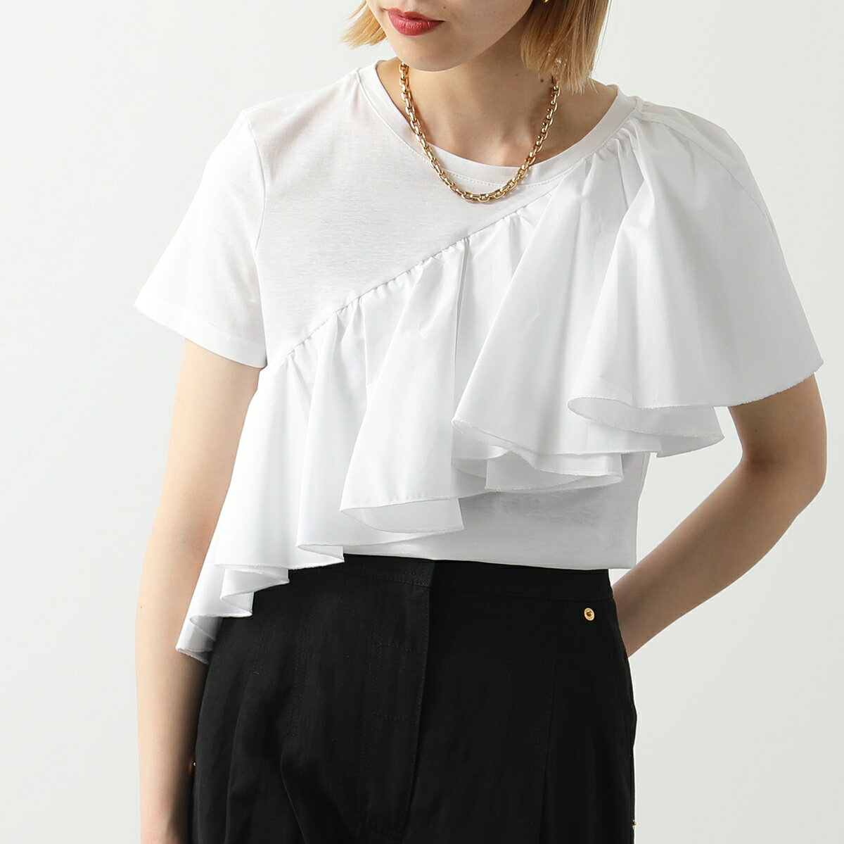 MEIMEIJ メイメイジェイ Tシャツ T-SHIRT M2EH15 レディース フロントバック フリル 半袖 カットソー クルーネック コットン 101のサムネイル