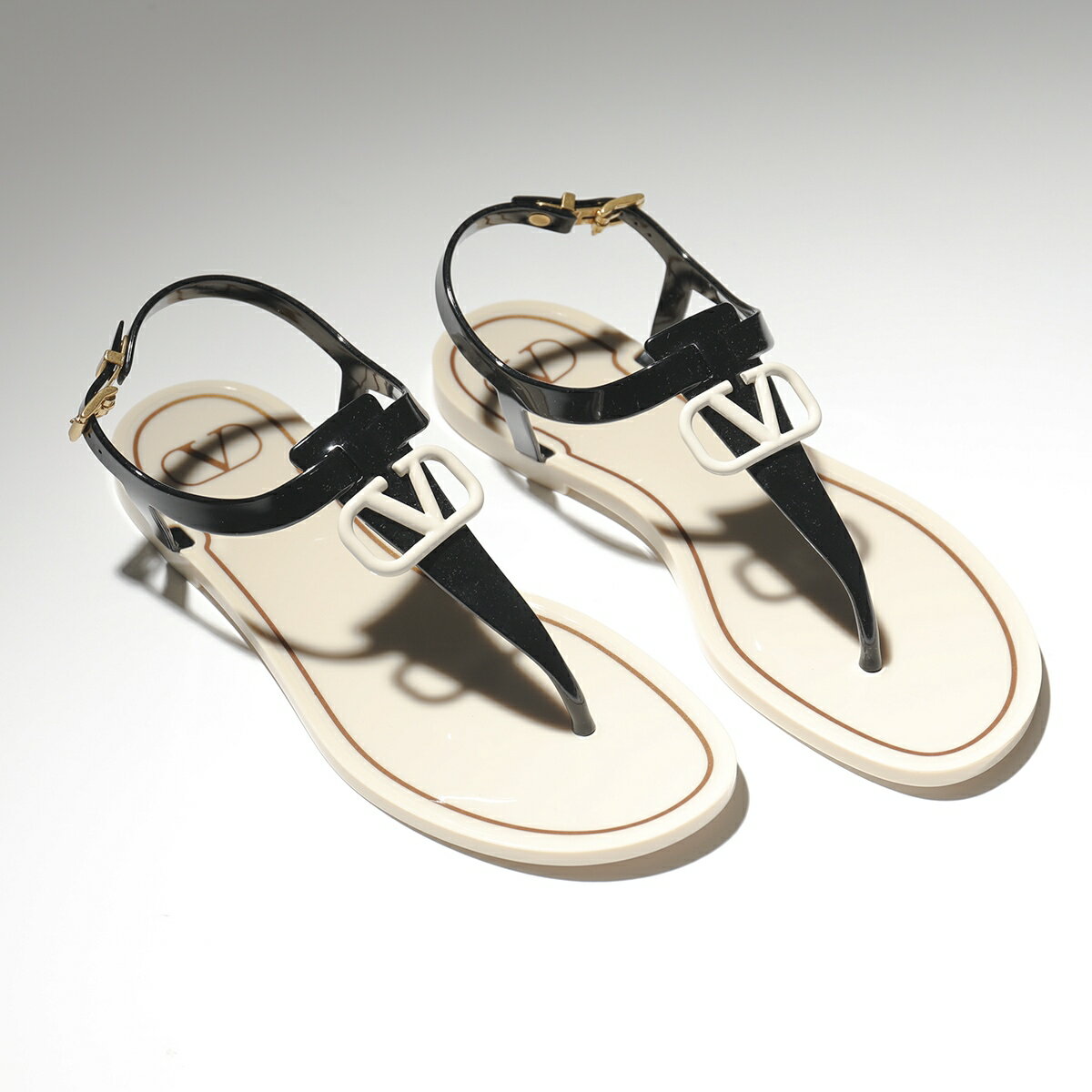 VALENTINO ヴァレンティノ トングサンダル XW2S0BB2 ZFV レディース ラバー Vロゴ ストラップ フラット 靴 L60/NERO-LIGのサムネイル