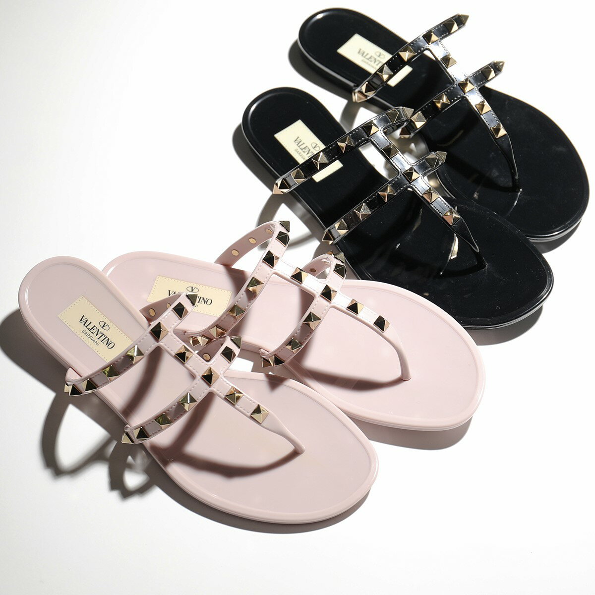 VALENTINO ヴァレンティノ トングサンダル TW2S0T84 XW2S0T84 PVS レディース ラバー ロックスタッズ装飾 フラット 靴 カラー2色のサムネイル
