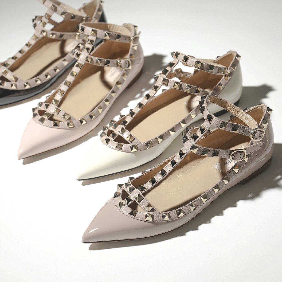 VALENTINO ヴァレンティノ フラットパンプス TW2S0376 VNW レディース エナメル ロックスタッズ装飾 ストラップ ポインテッドトゥ シューズ 靴 カラー4色【cp_fifte】のサムネイル